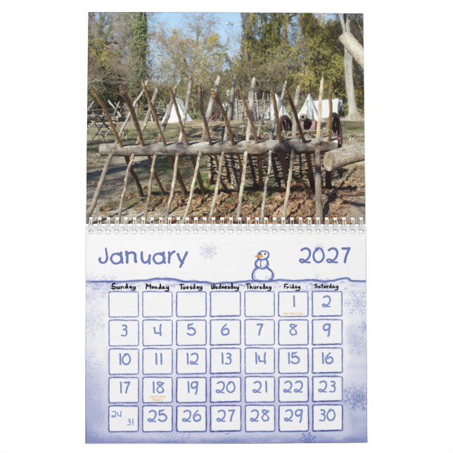 Calendrier colonial de Williamsburg 2013 (Jan 2027)