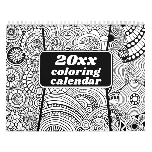Calendrier Coloration Abstraite moderne - Blanc noir (Protection)