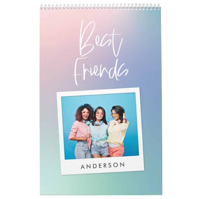 Calendrier Coloré pastel arc-en-ciel photo meilleur ami calen (Protection)