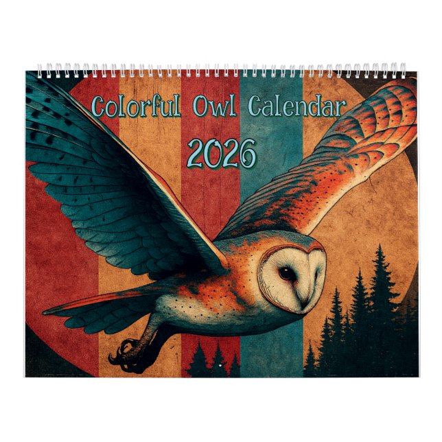 Calendrier Colorful Owl Calendar 2026 (Protection)