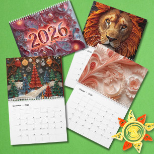 Calendrier Conceptions enroulées vibrantes 2026