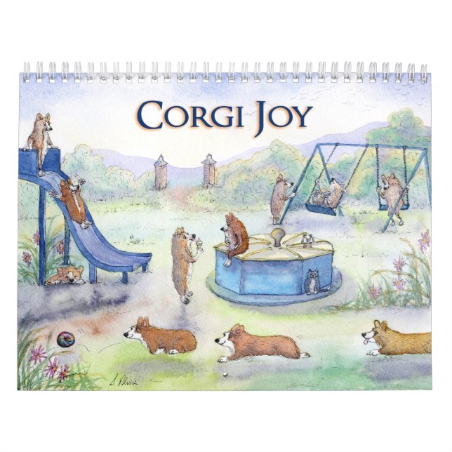Calendrier Corgi Joy - Chiens de corgi jouissant d (Protection)