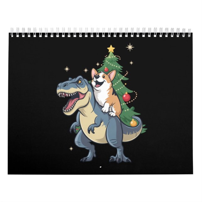 Calendrier Corgi Noël Dinosaur Arbre Rex Fêtes Noël (Protection)
