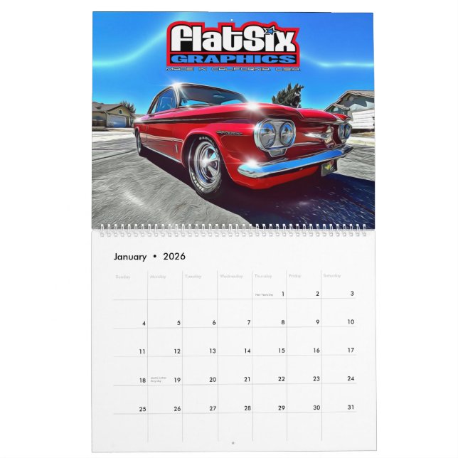 Calendrier Corvair de deux pages (Jan 2026)