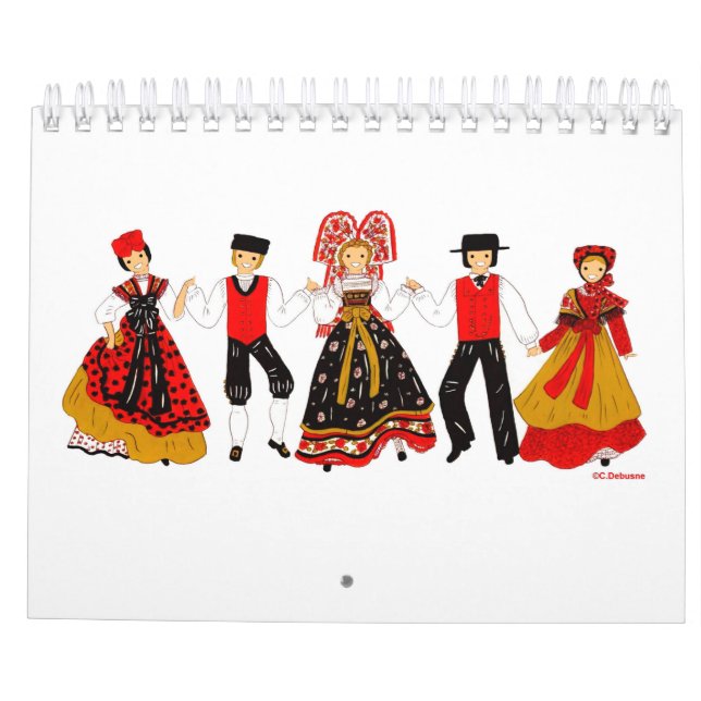 Calendrier Costume traditionnel d'Alsace, France (Dos)