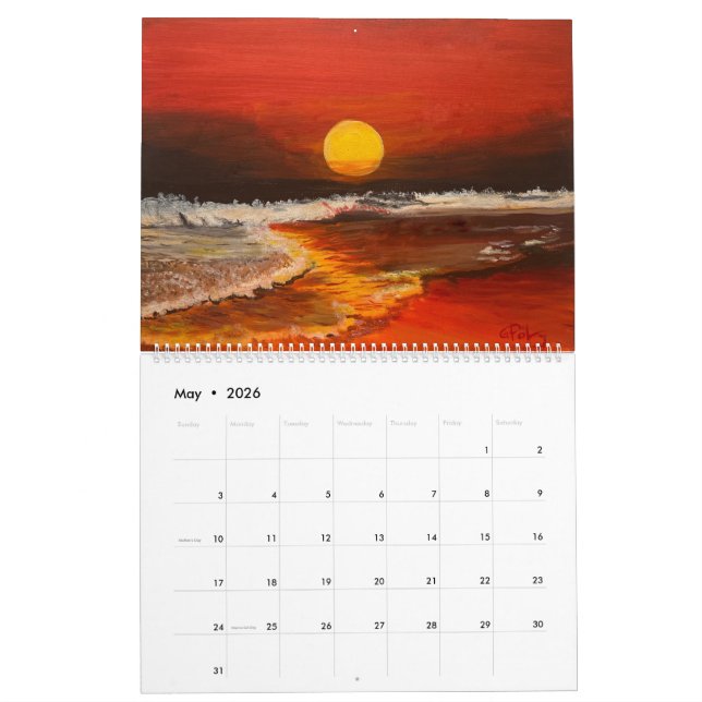 Calendrier Couchers de soleil par l'artiste Gary Poling (Mai 2026)