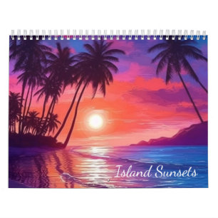 Calendrier Couchers de soleil sur l'île 2026 Art du paradis t