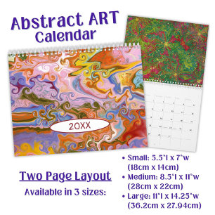 Calendrier Couleur Flower Marbling Art abstrait -