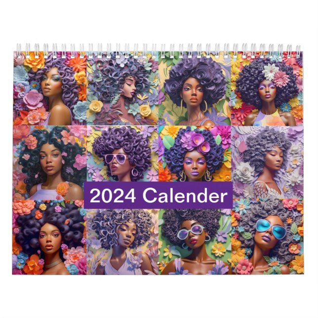 Calendrier couleur violet inspiré 2024 (Protection)