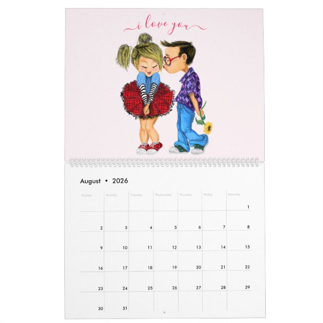 Calendrier Couple romantique mignon - Amour - Je t'aime - Bai (Aug 2026)