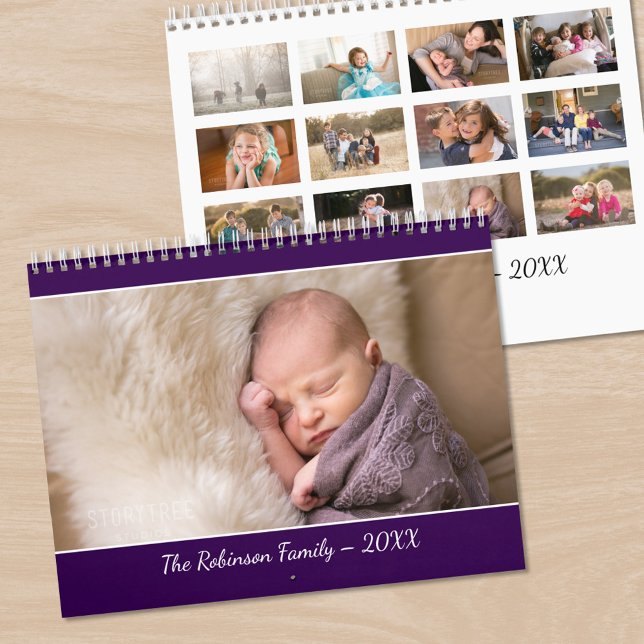 Calendrier Create Your Own Modern Purple Cover Photo (Create Your Own Modern Purple Cover Photo Calendar, front/back)