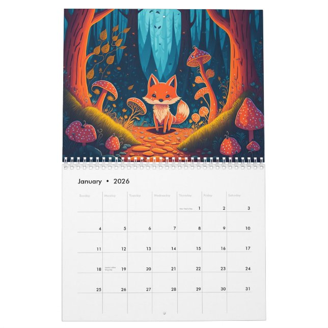 Calendrier Créatures de Forêt Magique Imaginaire 2026 Calendr (Jan 2026)