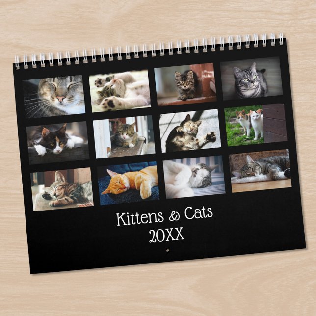 Calendrier Créez votre propre joli cache noir photo pour anim (Create Your Own Cute Black Cover Pet Photo Calendar in situ)
