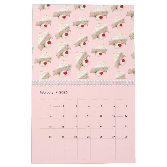 Calendrier crêpe girale mignonne Doughnut gâteau fruit foodie (Feb 2026)