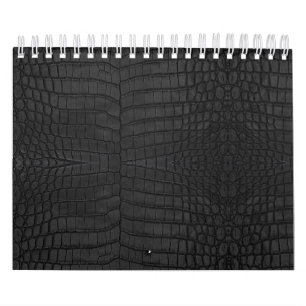 Calendrier Crocodile noir en cuir imprimé