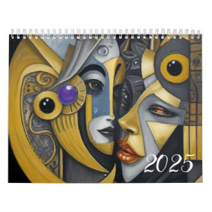 Calendrier Cubisme dans le style de Picasso. 2025