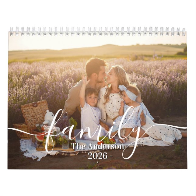 Calendrier Custom Family Photo | Personalized Dusty Purple (Protection)