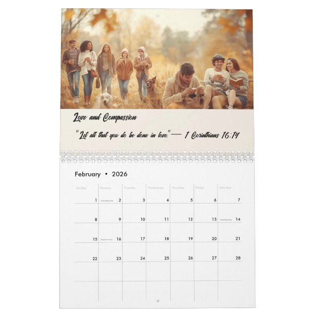 Calendrier Custom Photo Calendar with Bible Verses (Feb 2026)