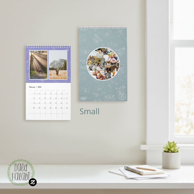 Calendrier Custom photo collage Rose Line Art 2026 (Custom photo collage Rose Line Art 2026 Calendar)