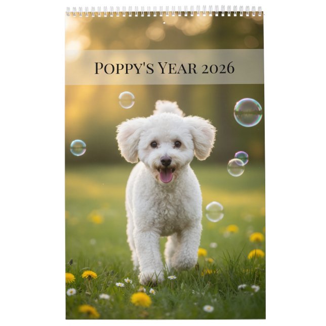 Calendrier Custom Poppy Dog 2026 Calendar (Protection)