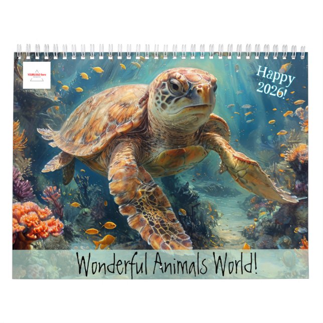 Calendrier Customizable Wonderful Animals World Calendar 2026 (Protection)