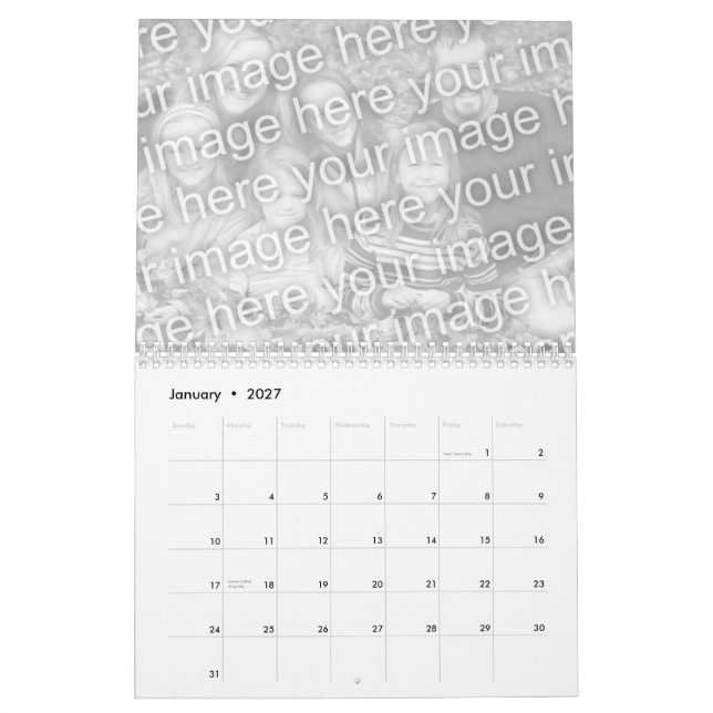 calendrier customizeable de fête des pères (Jan 2027)