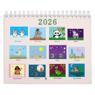 Calendrier Cute Animaux Deux Page