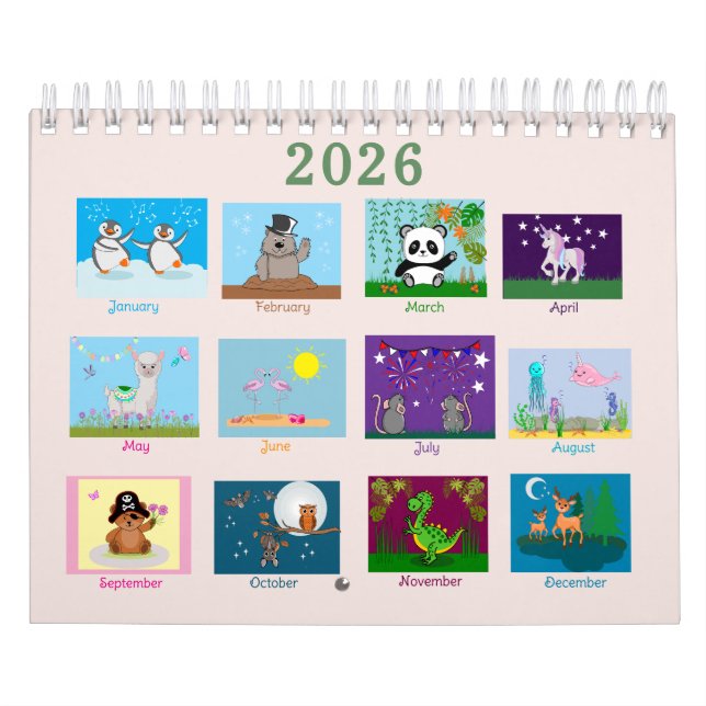 Calendrier Cute Animaux Deux Page (Protection)