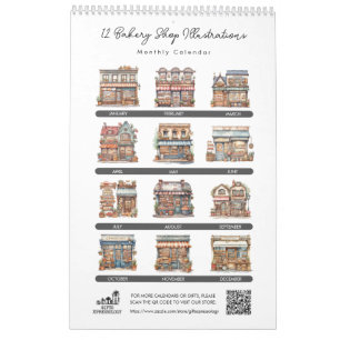 Calendrier Cute Aquarelle Boulangerie Boutique Pâtisserie Mag