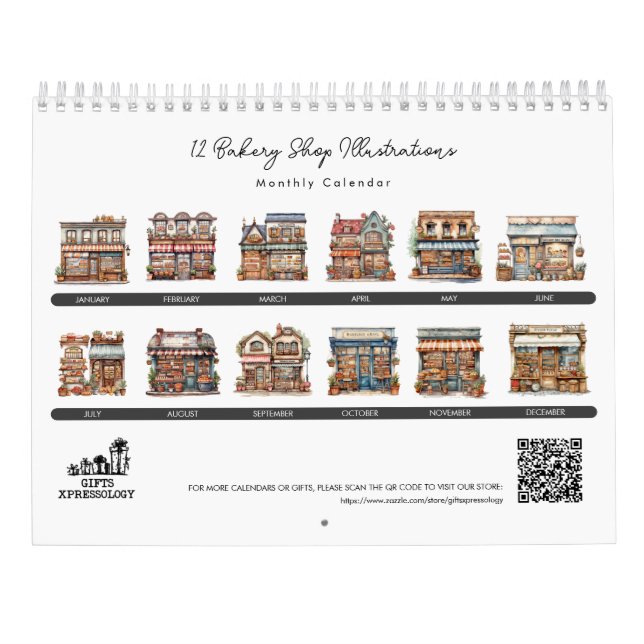 Calendrier Cute Aquarelle Boulangerie Boutique Pâtisserie Mag (Dos)
