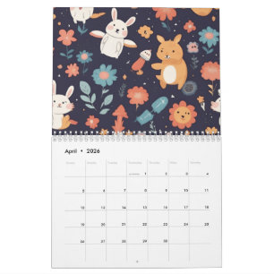 Calendrier Cute Boho Woodland Animal Teepee Kids 