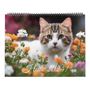 Calendrier Cute Kitten Cat Flower Daily mensuel annuel 2026