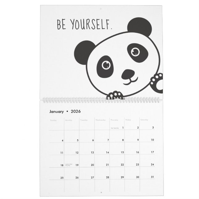 Calendrier Cute Panda Motivation animale Inspiration Enfants (Jan 2026)