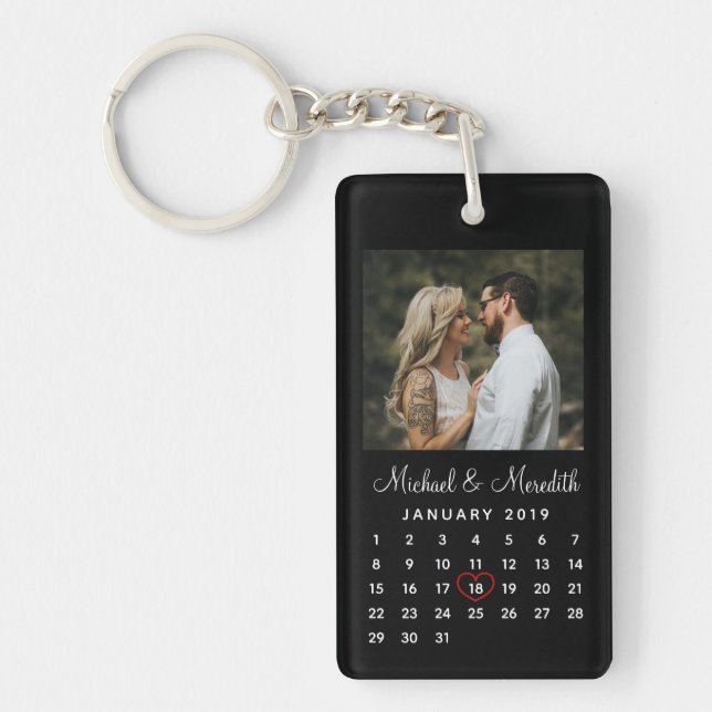 Calendrier d'anniversaire du Mariage photo noir mo (Devant)