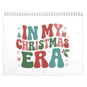 Calendrier Dans mon ère de Noël, joli et groovy Noël vacances