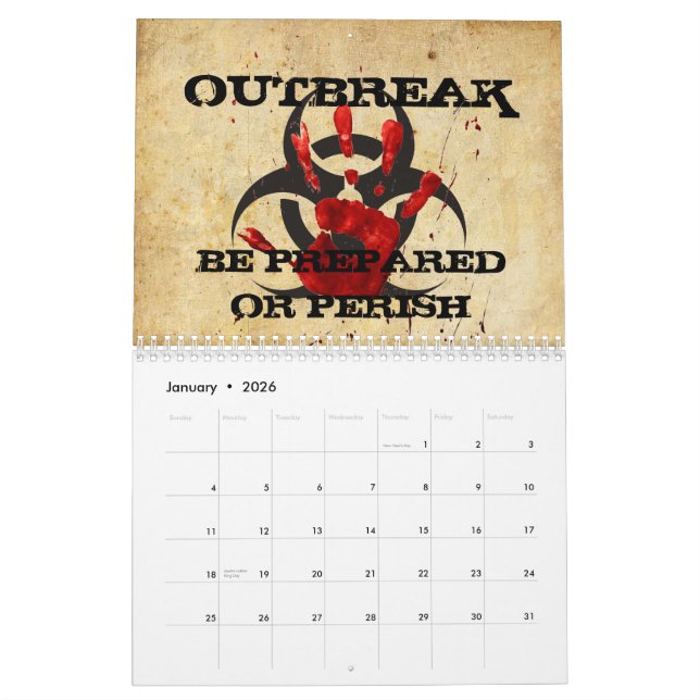 Calendrier d'apocalypse de zombi (Jan 2026)