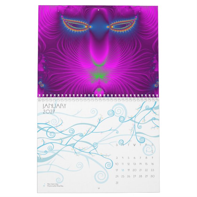 calendrier d'art de fractale de 18 mois (Jan 2027)