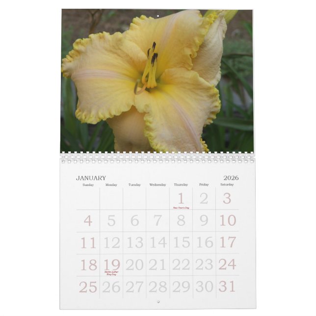 Calendrier de 2008 Daylilies - customisé (Jan 2026)