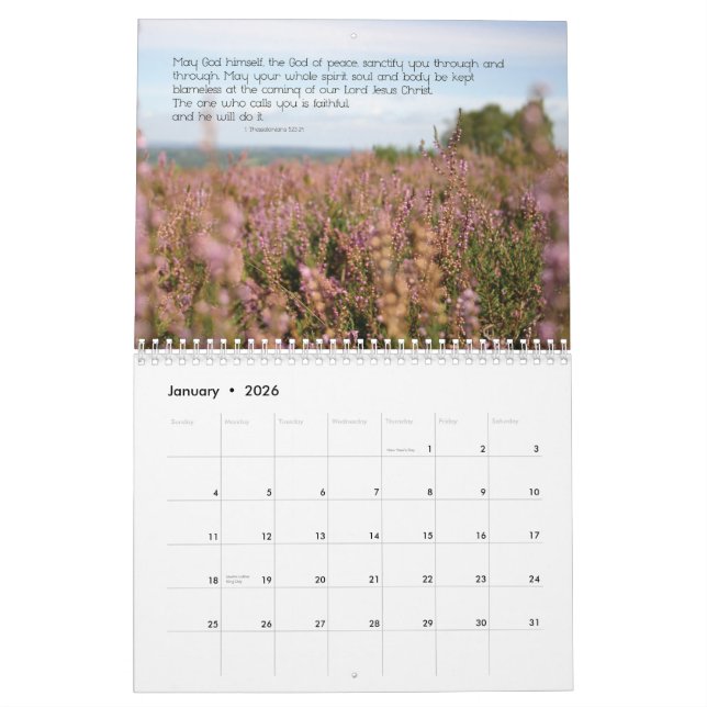Calendrier de 2012 chrétiens : Prières de la bible (Jan 2026)