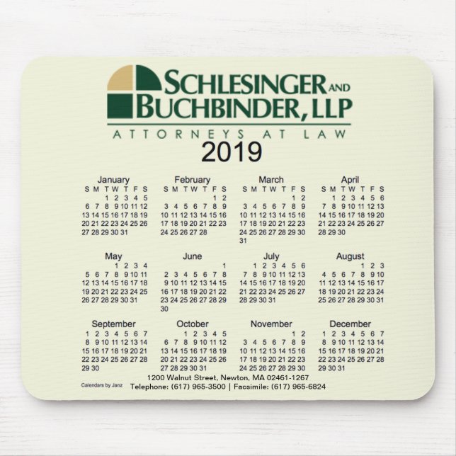 Calendrier de 2019 coutumes par le tapis de souris (Devant)