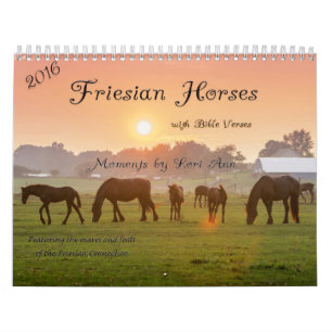 Calendrier de cheval de 2016 frisons avec des vers