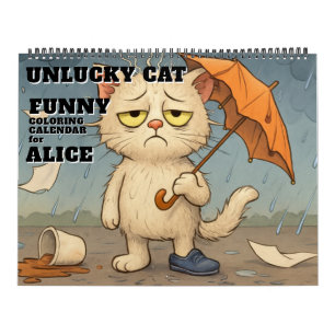 Calendrier de coloriage de chat malchanceux drôle