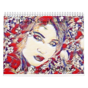 Calendrier de coloriage en niveaux de gris pour le