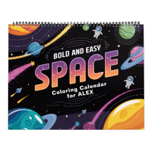 Calendrier de coloriage facile de l'espace