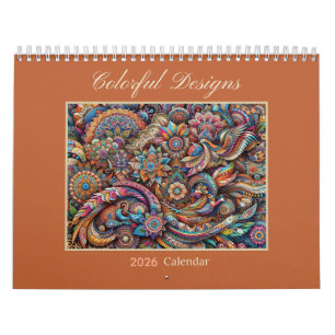 Calendrier de designs colorés abstraits 2026