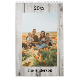 Calendrier de famille personnalisé 2026 en bois bl