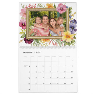 Calendrier de famille personnalisé avec fleurs col