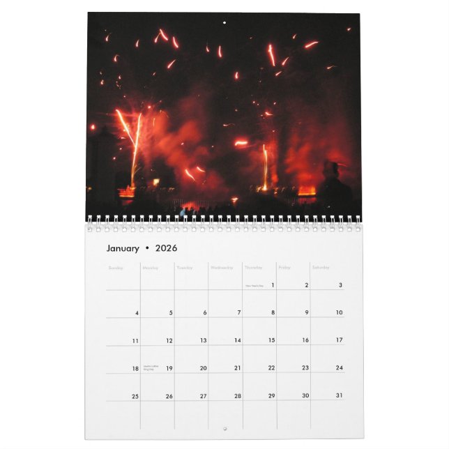 Calendrier de feux d'artifice (Jan 2026)