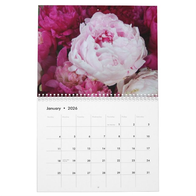 Calendrier de fleur des pivoines 2013 (Jan 2026)