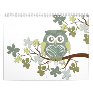 Calendrier de hibou d'arbre de polka